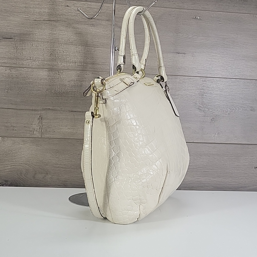 Coach Off-White Croc-Embossed Leather Top-Handle Satchel Crossbody Bag F23042 - Picture 3 of 16